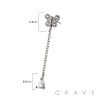 316L SURGICAL STEEL THREADLESS PUSH IN BUTTERFLY TEAR DROP CHAIN CZ TOP PART